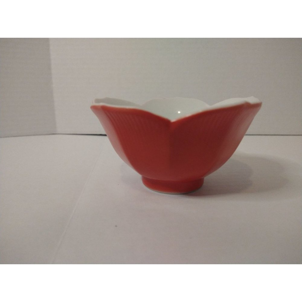 Flower bowl porcelain vintage orange lotus rice bowl